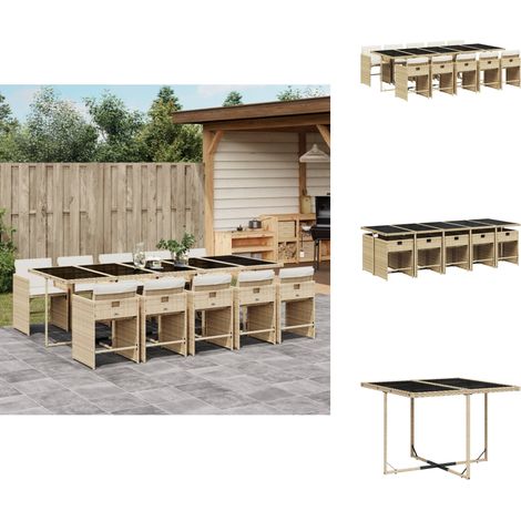 Ensemble à manger de jardin et coussins 11 pcs beige poly rotin - Salon De Jardin - Meuble De Jardin - Set De Salon De Jardin - Mobilier De Jardin - Table De Jardin (1/5)