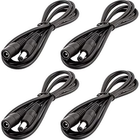 4 Stück 1 m DC 12V Verlängerungskabel, DC-Stecker 5,5 mm x 2,1 mm, DC 0-36V Stromkabel, Stecker/Buchse, Verlängerungskabel für Automonitor, Überwachungskamera, LED-Streifen, Schwarz