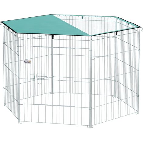 Recinto per cani modulare 120 x 120 x 76 cm portatile pieghevole interno esterno industriale moderno in metallo argento 210007402