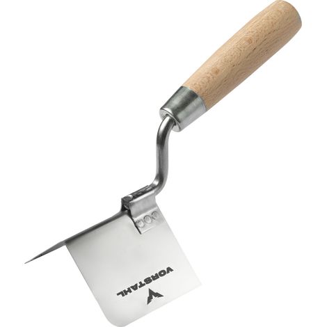 Truelle d'angle d'extérieur manche en bois en acier inoxydable 80x65mm Vorstahl (1/3)