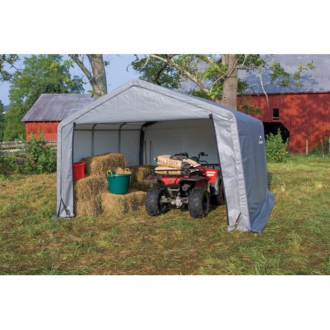 ShelterLogic Foliengerätehaus, Weidezelt Shed-In-A-Box, 370 x 370 cm grau 13,7m² (1/5)