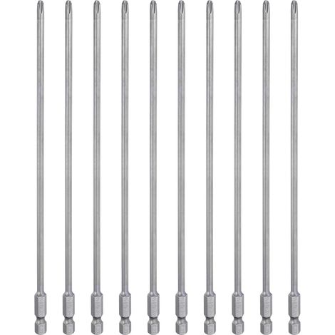 10Pcs 2 Embouts Phillips PH2 Tige Hexagonale 1/4" Longueur 8" (200mm) Acier S2 Magnétique Embout Tête Cruciforme Embouts Pour Perceuse Tige 0.16" (4mm) (1/5)
