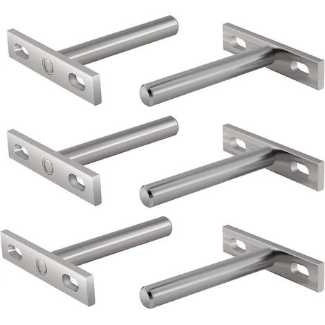 Ensemble de 6 supports métalliques pour étagère flottante, fixation murale invisible de 7,6 cm (3 pouces). - AquaForge (1/5)