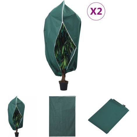 The Living Store Wintervlies mit Reißverschluss 2 Stk. 70 g/m² 1x1,55 m - Gartenpflege-Zubehör