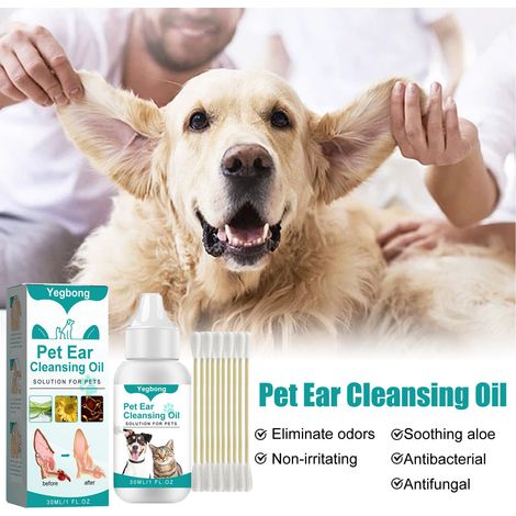 Ear cleaning oil for cats and dogs – Cleans the ear canals, deodorizes, eliminates mites and insects – 30 ml ear cleaning oil + 10 cotton swabs (box) (1/5)