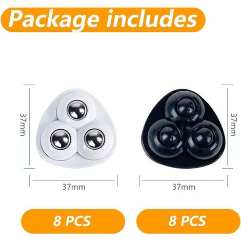 Set di 16 rotelle per mobili - 360° - Mini rotelle autoadesive con cuscinetti a sfera - Con 3 cuscinetti a sfera in acciaio - per macchine da caffè, pattumiere, elettrodomestici da cucina (1/4)