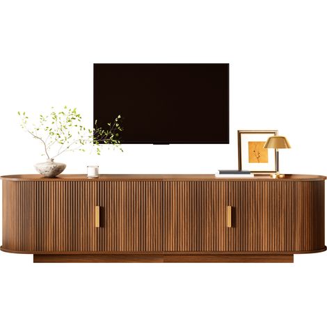 Dewalt –TV-Schrank, Lowboard, Wellenstruktur, Spanplatte+MDF-Korpus, Metallgriffe, 4 Türen, geräumiger Stauraum (1/5)