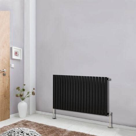 NRG Black Modern Designer Radiator Oval Column Central Heating Rads Horizontal Single 600x1180mm (1/5)