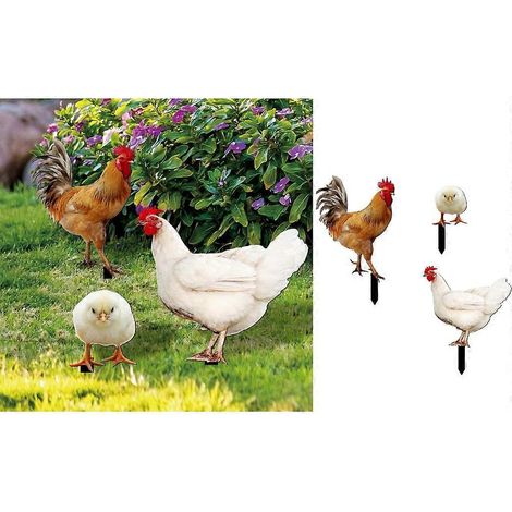 Lot de 3 piquets de jardin en acrylique pour pelouse extérieure, avec panneaux pour poules (1/4)