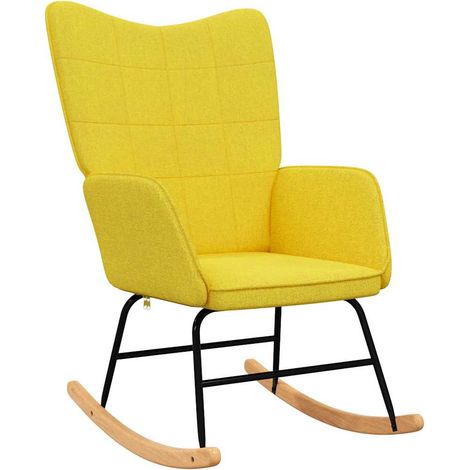 Maison Exclusive - Sedia a Dondolo Giallo Senape in Tessuto (1/5)