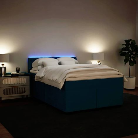 Boxspringbett mit Matratze Blau 140x190 cm Samt