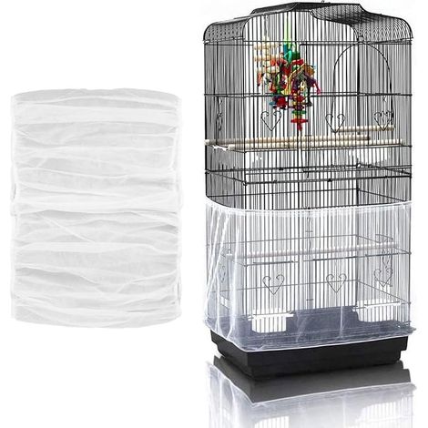 Bird Cage Protective Skirt - Breathable Nylon Net with Seed Catcher, Anti-Dust Cover for Parrots (1/5)