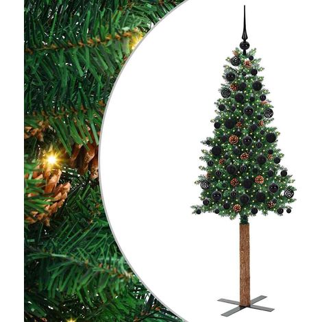 Sapin de Noël，Arbre de Noël mince Vert 180 cm PVC et bois de pin massif CFW29782 (1/5)