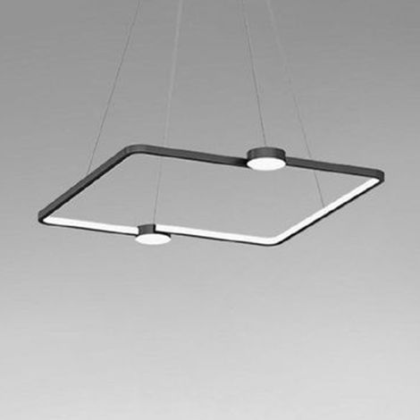 TRADE SHOP - Lampadario A Sospensione Led 30w Quadrato Con Telecomando Design Moderno Nero 71187 -