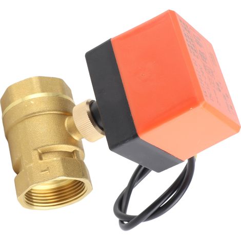 Vanne à bille motorisée en laiton 2 voies 3 fils DC 12-24V, DN32 G1-1/4", électrovanne pour contrôle de flux (1/5)