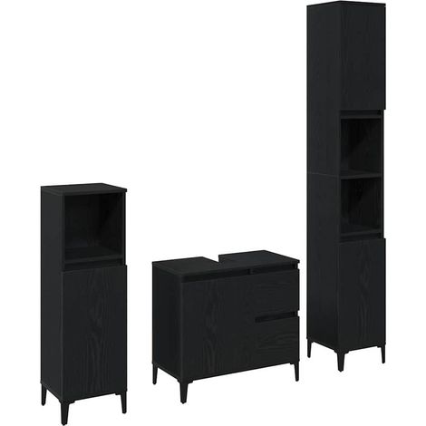 Maison Exclusive - Badezimmermöbel-Set Wandmontiert 3 pcs Schwarz
