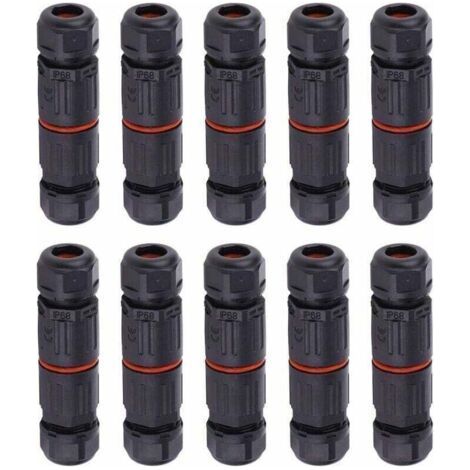 10 PCS IP68 Waterproof Electrical Cable Connector, Female 3 Pin Waterproof Connectors Outdoor Power Socket Waterproof Wire Connector Fitting (1/4)