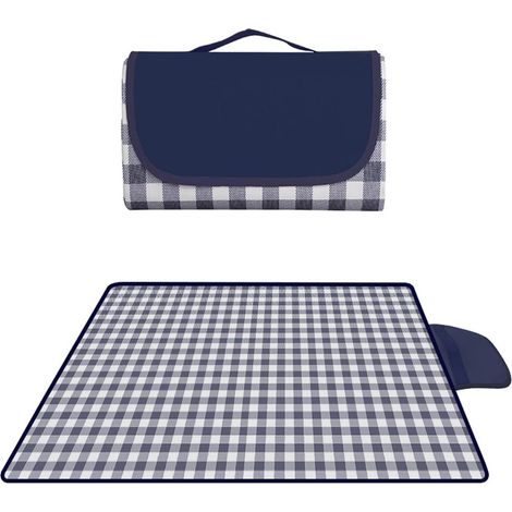 Tapis de Pique-Nique 150 × 100 cm Imperméable, Couverture Portable pour Jardin, Parc, Camping et Loisirs en FamilleBleu (1/5)