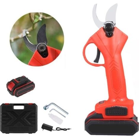 TIJERAS DE PODAR CIZALLA PODA ELECTRICA CON BATERIA DE LITIO RECARGABLE 21V CON MALETIN FACIL DE TRANSPORTAR INTERRUPTOR DE SEGURIDAD DEBE APRETAR EL GATILLO DOS VECES RAPIDO (1/5)