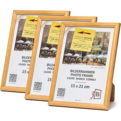 Cornice Legno Set 3 Pezzi 15x21 cm Marrone Classica (1/5)