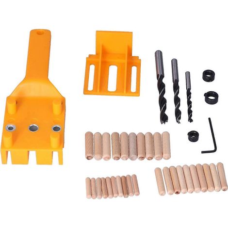 Handliches Dübel-Set aus schlagfestem ABS-Kunststoff, orange, für schnelles Holzdübeln und Holzbearbeitung
