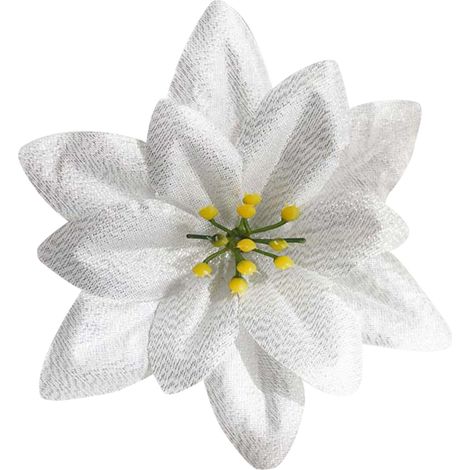 Décoration Arbre De Noël En Tissu Simulant Des Fleurs Argentées, Pailleté, 13 Cm, Kit De 1 -KZQ (1/2)