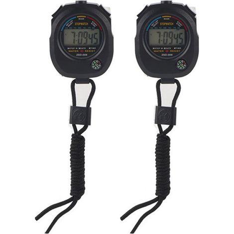 Chronomètre LCD Multifonction - Heure Calendrier Alarme - Pour Course Natation Athlétisme - 2 Pièces (1/4)