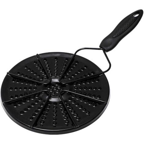 CCYKXA Plaque Conductrice Gaz Chauffante en Émail Noir avec Poignée en Boucle, Diffuseur de Chaleur Rainuré Rond Dessous de Plat en Fonte pour Pot à Moka et Petites Casseroles (1/5)