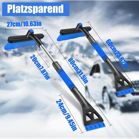 Raschietto per ghiaccio per auto con spazzola, raschietto per ghiaccio e spazzola per la pulizia 2 in 1, spazzola da neve multifunzionale con testina girevole a 360° e manico in schiuma, pala da neve (1/4)
