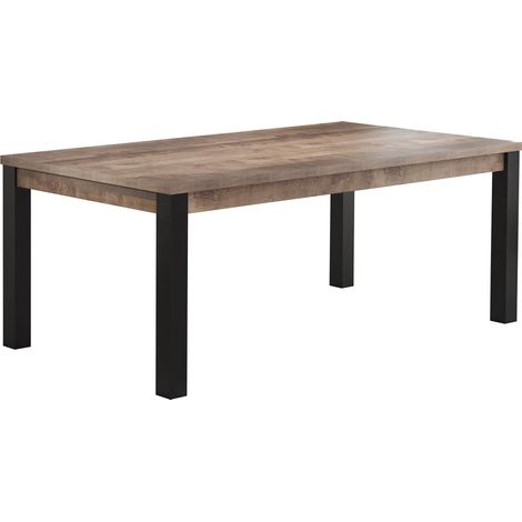 Table de salle à manger rectangulaire chêne brun tabac noir mat – 6 places – Design moderne et élégant – Idéale pour intérieur chic – Trendteam (1/4)