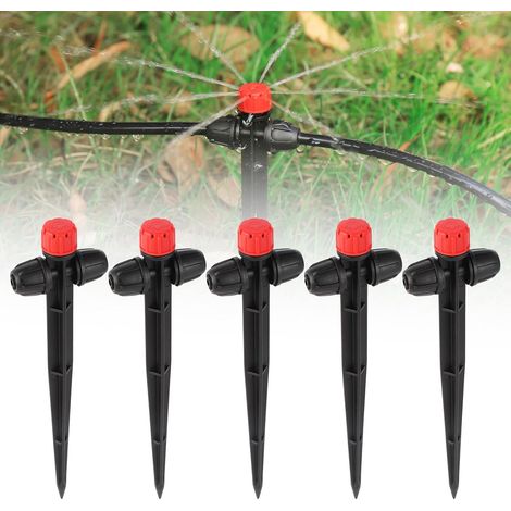 Drip Irrigation Transmitter - 8 Holes Adjustable to 360 Degrees - With Spike for 1/4" Drip Irrigation Pipes - Ideal for Garden Hose Irrigation System (4-7 mm) (1/5)