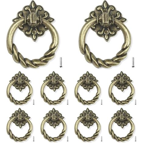 Set di 10 maniglie in bronzo per ante e cassetti di mobili da cucina, cassetti e armadietti, con viti di fissaggio posteriori -Crezuo