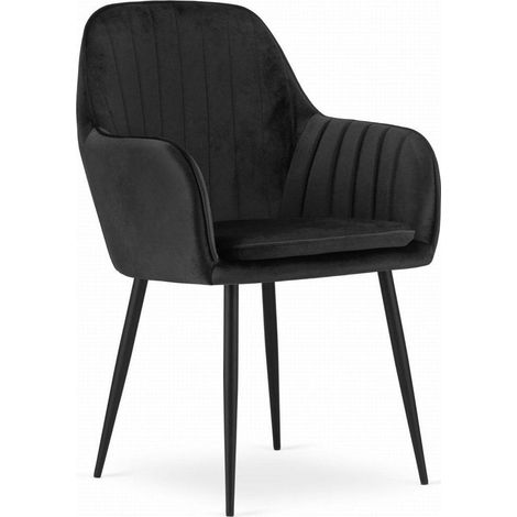 Silla Lugo - terciopelo negro / patas negras x 1