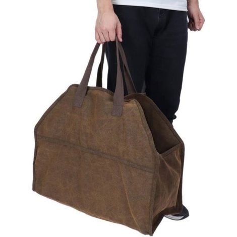 Sac de Transport de Bûches - Toile Robuste 600D - Pour Cheminée Camping Barbecue - Capacité 40 L - 1 Pièce (1/5)