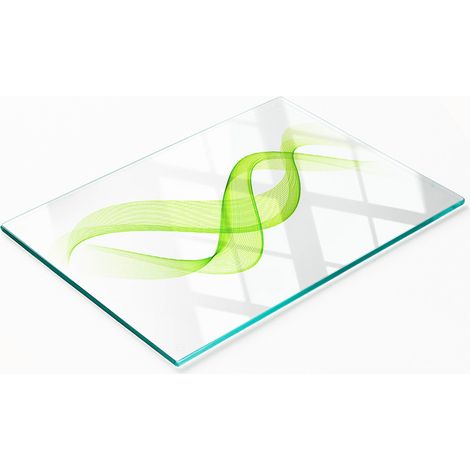 Tablero decorativo multifuncional de vidrio templado con diseño de olas coloridas, 80x52 cm. (1/5)
