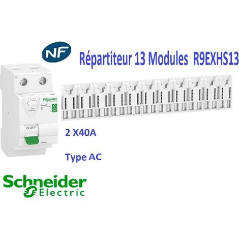 Schneider Electric – Interrupteur différentiel 63A 30mA type A – Alimentation par le haut – Raccordement à vis – R9ERA263R9EXHS13SE