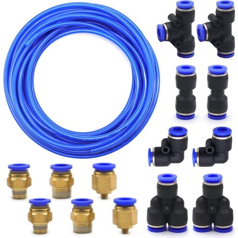 10 M Tuyau Pneumatique, 8mm x 5mm, Polyuréthane, 14 Raccords Rapides, Air Push, Outils Industriels (1/5)