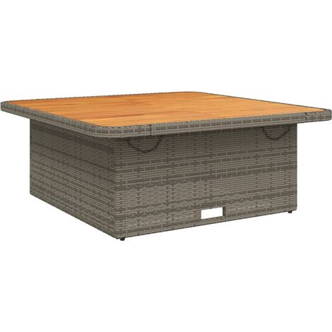 Table de jardin,Table d'extérieur gris 110x110x71 cm Résine tressée bois d'acacia CFW69224 (1/5)