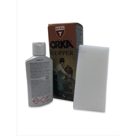 Mouss' ORKA Net pour métaux – Cuivre Laiton Bronze 125 ml – Nettoyage sans frottement – Éponge incluse pour application facile – Avel