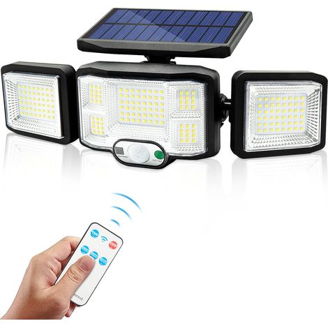 Solaire Lumiere Exterieur Applique Murale Luminaire LED 3 Têtes 192 LEDs Detecteur Mouvement Sécurité Projecteur Eclairage IP65 Etanche Lampe à Énergie Solaire (1/5)