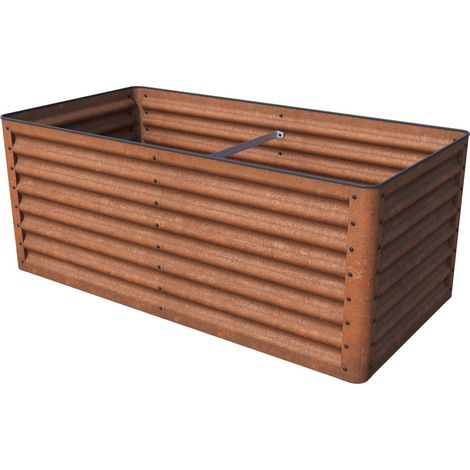 Carré potager LUCA en acier corten GFP Primeyard 150x75x60 cm - Bac de jardinage stable avec optique rouille naturelle et protection fiable des coins. Utilisable toute l'année