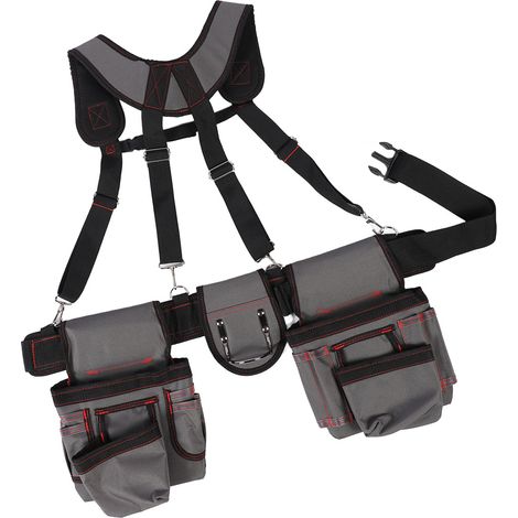 Ceinture porte-outils pro avec bretelles 12 poches pour électricien charpentier jardinier chantier robuste (1/5)