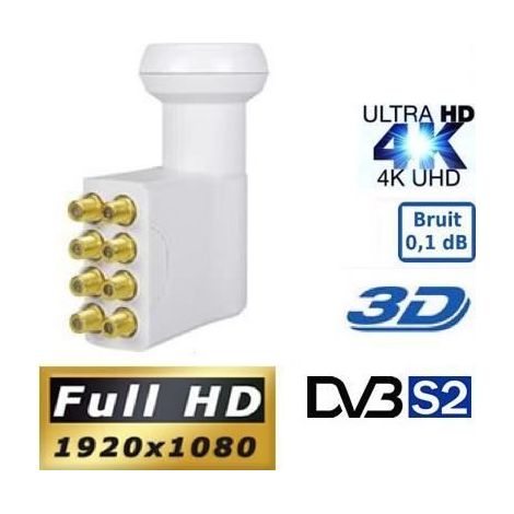 LNB OCTO PL-8 , 0.1dB ,High Gain 60DB  Tête Parabole 8 sorties , Compatible Full HD 4K TNTSATCanal+ Astra et FRANSAT