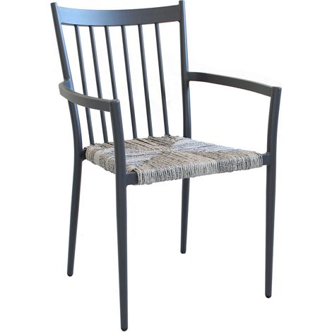 Sedia poltrona impilabile da esterno con struttura in alluminio -  Black