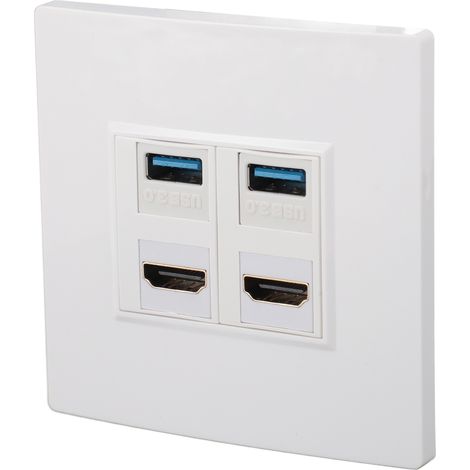 Plaque murale Ethernet HD Multimedia Interface professionnelle haute vitesse USB 3.0 4K 60 Hz à 4 ports pour ordinateur, TV, disque dur et projecteur (1/5)