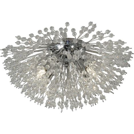Searchlight Sunburst Plafonnier à 4 ampoules chromé, perles de verre (1/3)