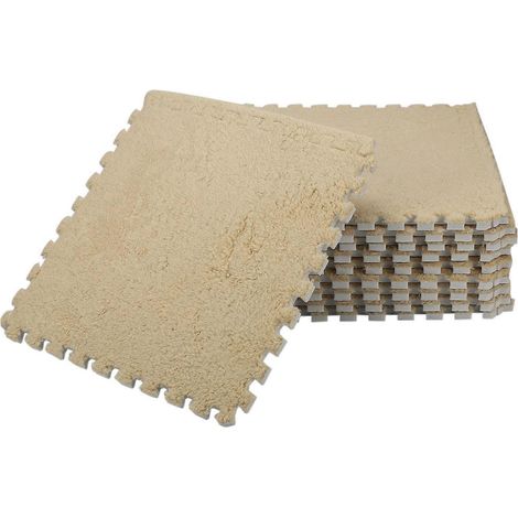 Lot de 10 dalles de sol emboîtables en mousse EVA douce et moelleuse pour enfants - idéal pour la décoration de chambre d'enfant - Camel (1/5)