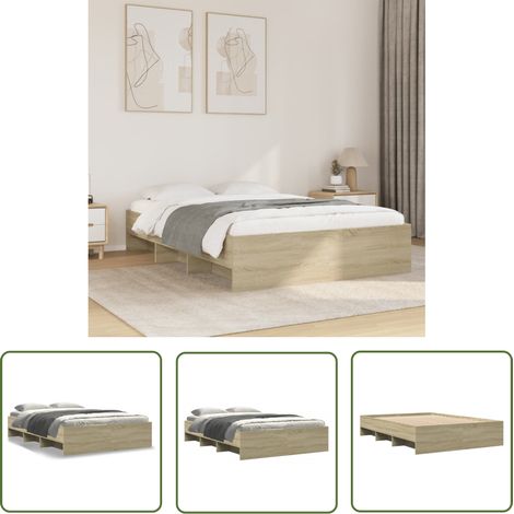 vidaXL Cadre de lit sans matelas chêne sonoma 140x190 cm (1/5)