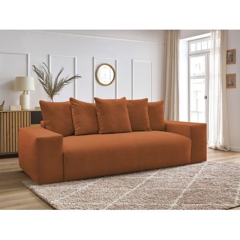 BOBOCHIC - Canapé droit convertible coffre VOLTAIRE tissu chiné   Orange (1/5)