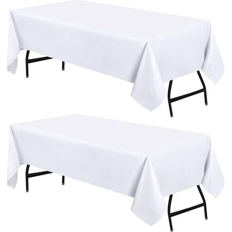 Nappe Rectangulaire - 153 x 260 cm (Lot de 2, Blanc) Lavable en Machine Housse de Table, Idéal pour Les Fêtes, Les événements, Les Mariages et Les Restaurants (1/5)